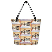 Shopping bag grande con stampa disegnata dall'artista Raul Carrasco Garcia all over